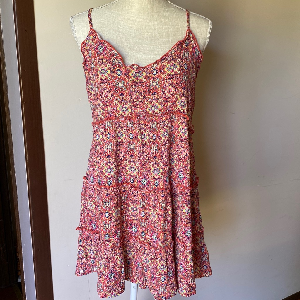As U Wish Junior Rayon Floral Adjustable Strap Dress Scoop Neck Size Xl